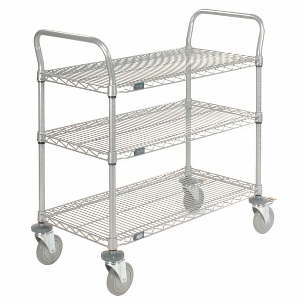 Nexel Utility Cart w/3 Shelves & Poly Brake Casters, 1200 lb. Cap, 36inL x 24inW x 39inH 168211B - main